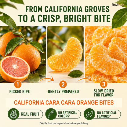 California Cara Cara Orange Bites – Naturally Sweet, Soft & Chewy Healthy Fruit Snack-WH