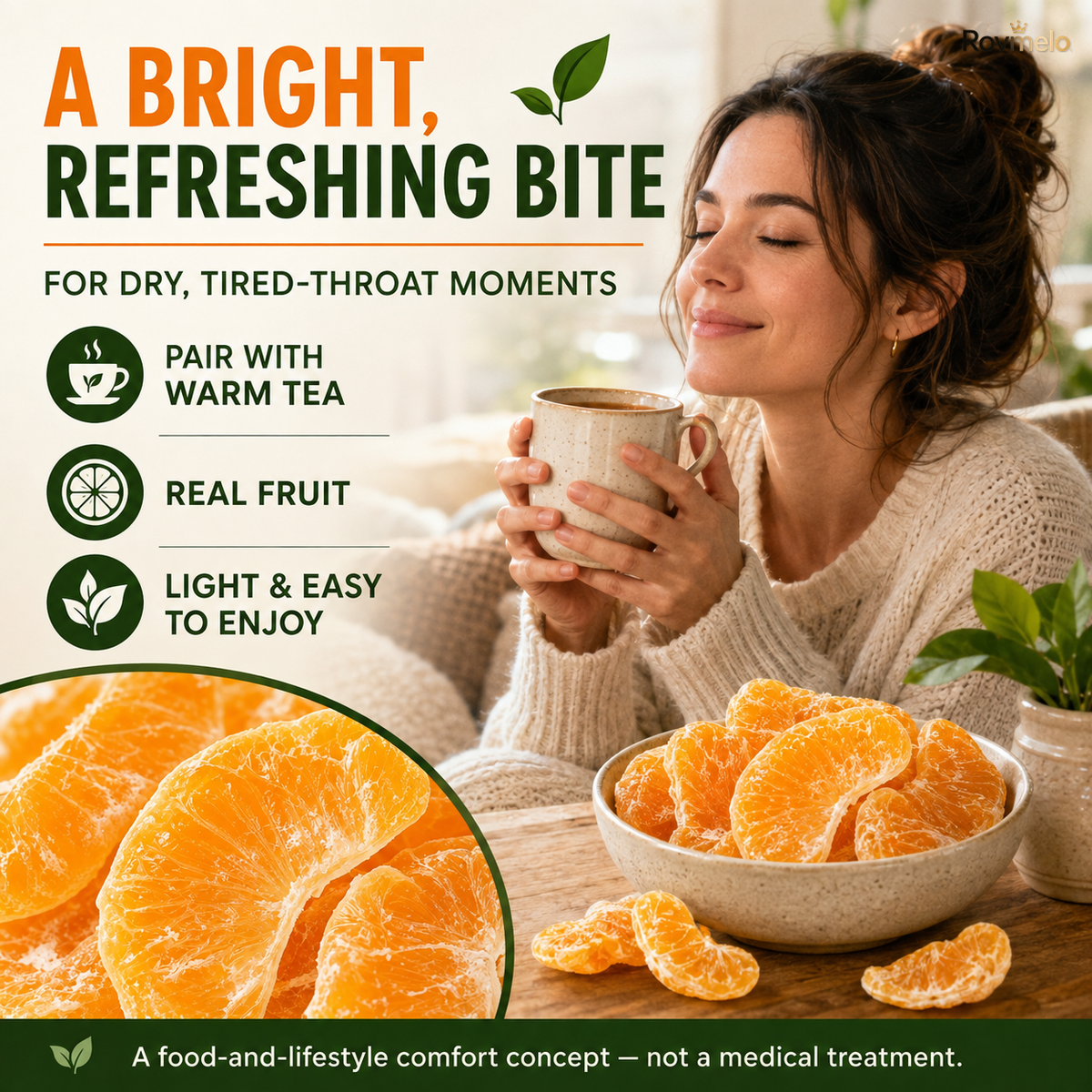 California Cara Cara Orange Bites – Naturally Sweet, Soft & Chewy Healthy Fruit Snack-WH