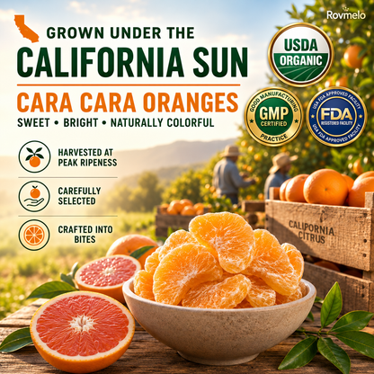 California Cara Cara Orange Bites – Naturally Sweet, Soft & Chewy Healthy Fruit Snack-WH