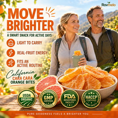 California Cara Cara Orange Bites – Naturally Sweet, Soft & Chewy Healthy Fruit Snack-WH