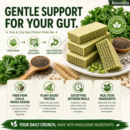Superfood Wafer Bars with Kale & Chia Seeds – Plant-Based High Protein Snack, Zero Added Sugar, Real Nutrition-WH