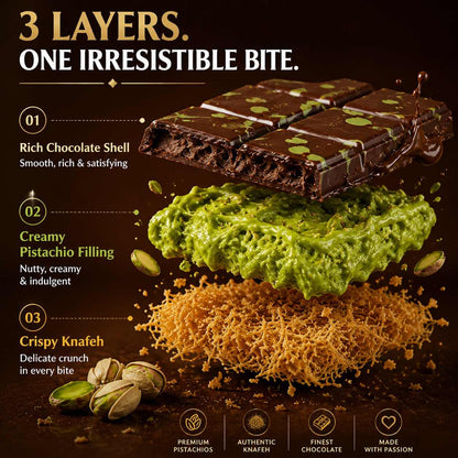 Dubai Pistachio Chocolate Bar with Creamy Pistachio Filling & Crispy Knafeh – Premium Luxury Chocolate Gift-WH