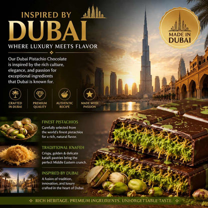 Dubai Pistachio Chocolate Bar with Creamy Pistachio Filling & Crispy Knafeh – Premium Luxury Chocolate Gift-WH
