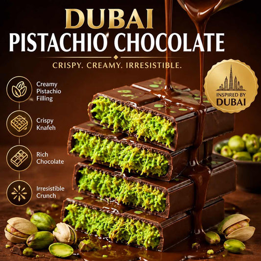 Dubai Pistachio Chocolate Bar with Creamy Pistachio Filling & Crispy Knafeh – Premium Luxury Chocolate Gift-WH